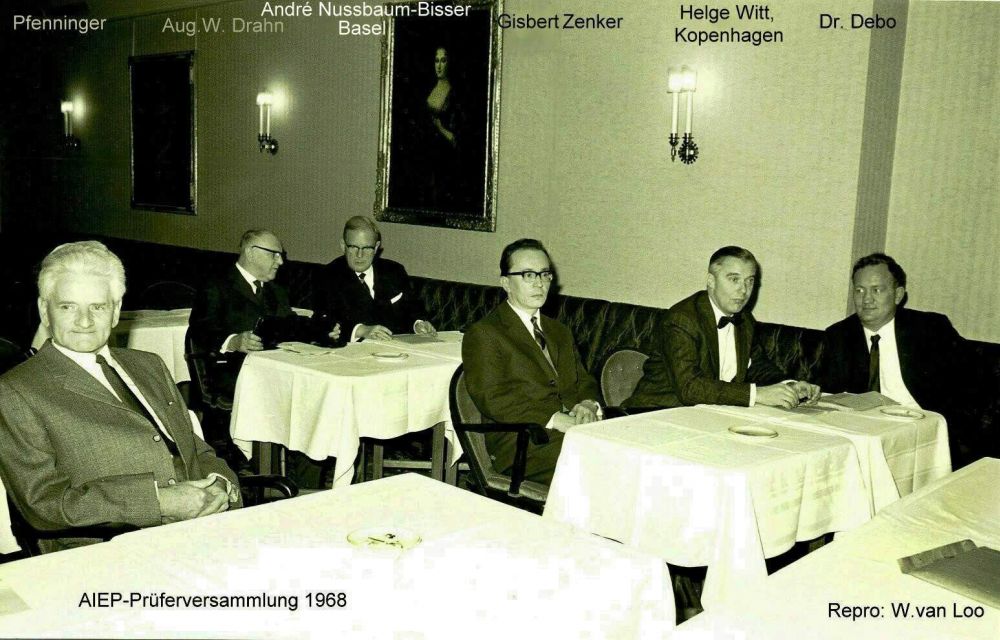 von links- Franz Pfenninger, August W. Drahn, Eduard Peschl, Gisbert Zenker, Albert Matl, Dr. Arno Debo, 1968.jpg